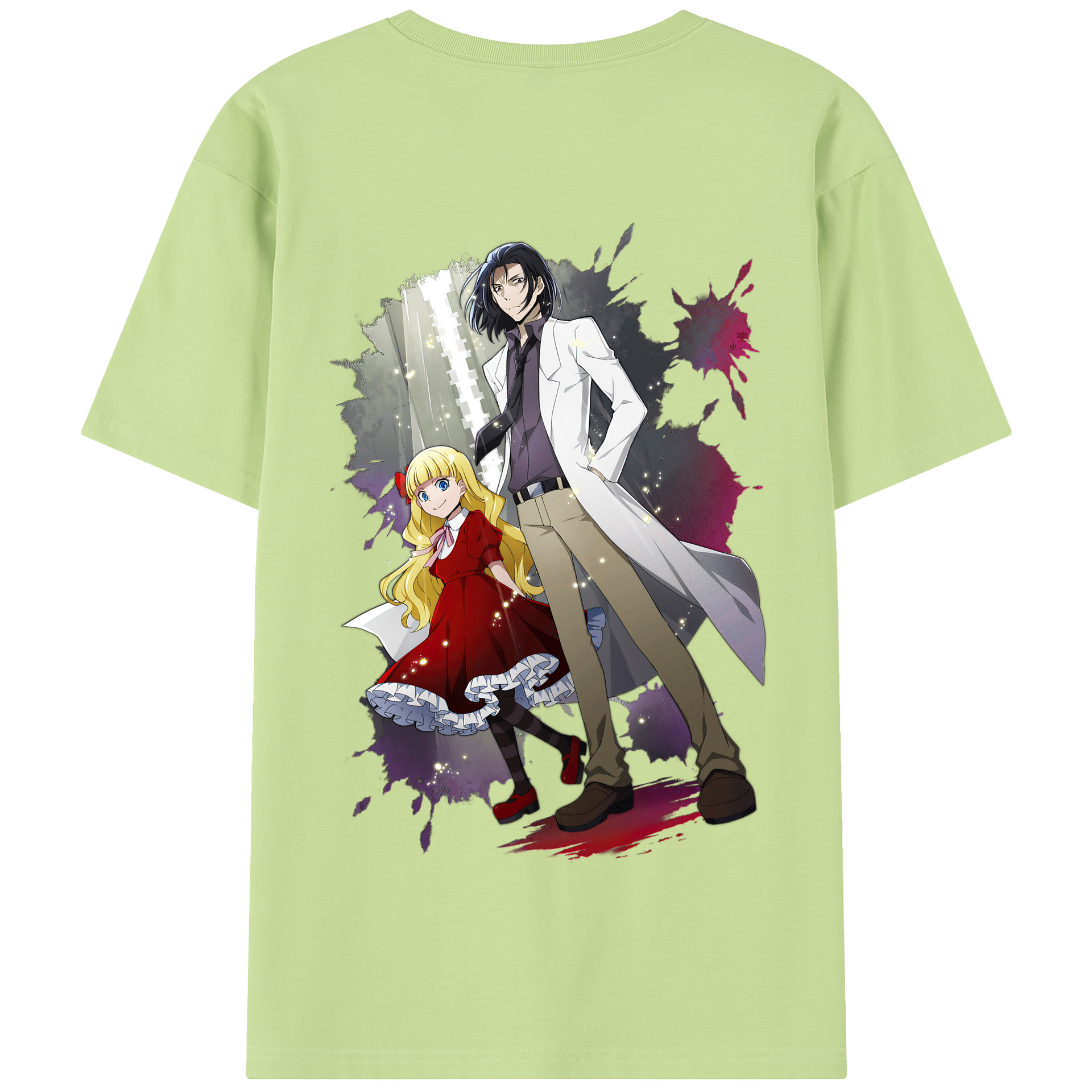 （画像用） 文豪ストレイドッグス Bungo Stray Dogs 綿100％半袖Tシャツ（背面プリント）